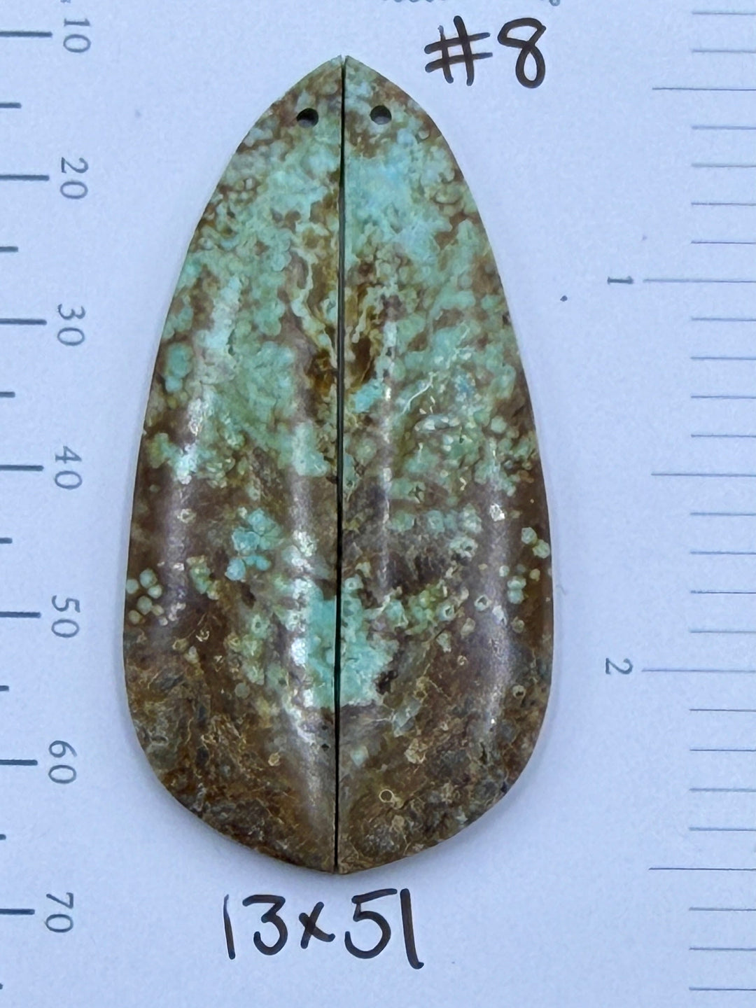 RARE Number 8 Turquoise (Nevada) Matching Earring Slab Bead