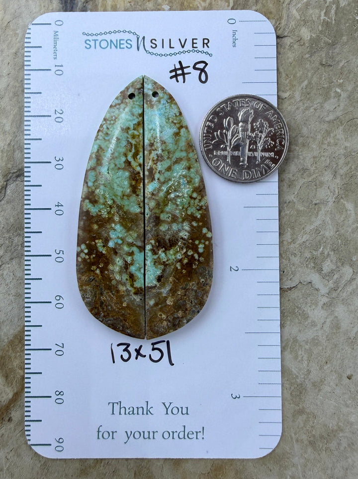 RARE Number 8 Turquoise (Nevada) Matching Earring Slab Bead