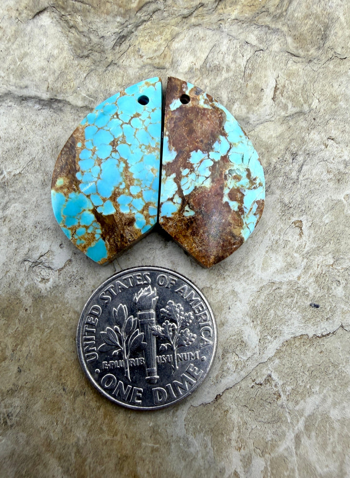RARE Number 8 Turquoise (Nevada) Matching Earring Slab Bead