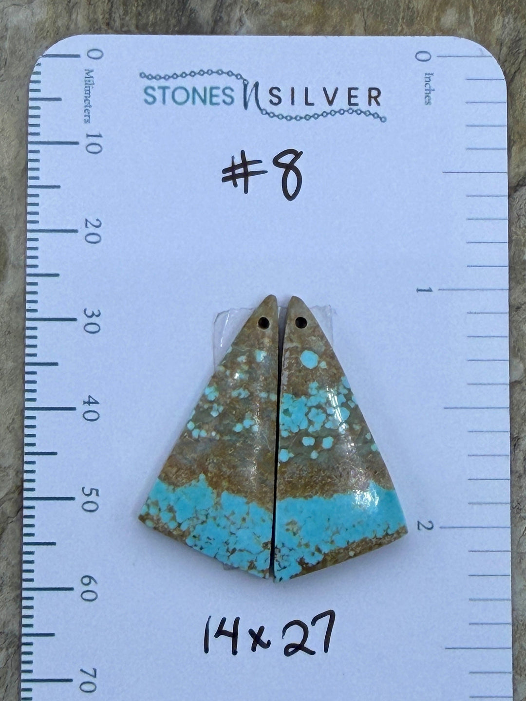 RARE Number 8 Turquoise (Nevada) Matching Earring Slab Bead