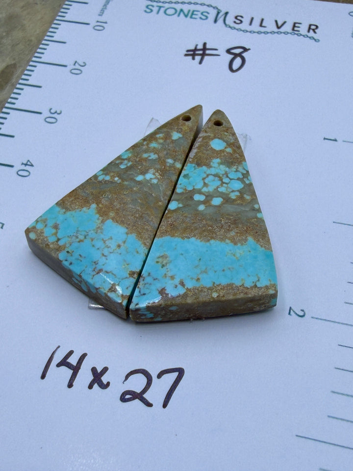 RARE Number 8 Turquoise (Nevada) Matching Earring Slab Bead