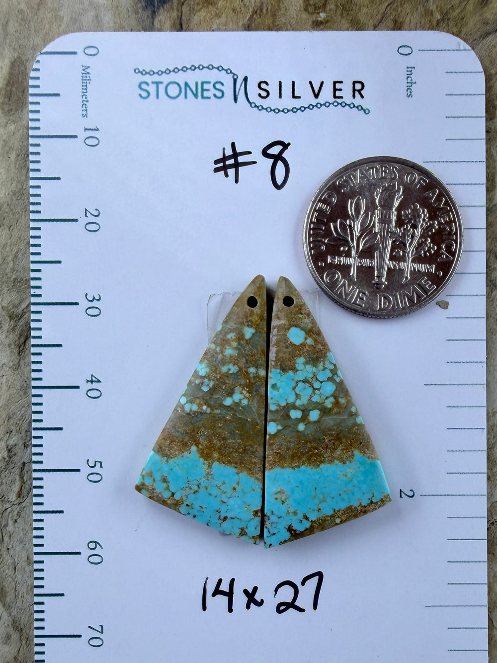 RARE Number 8 Turquoise (Nevada) Matching Earring Slab Bead