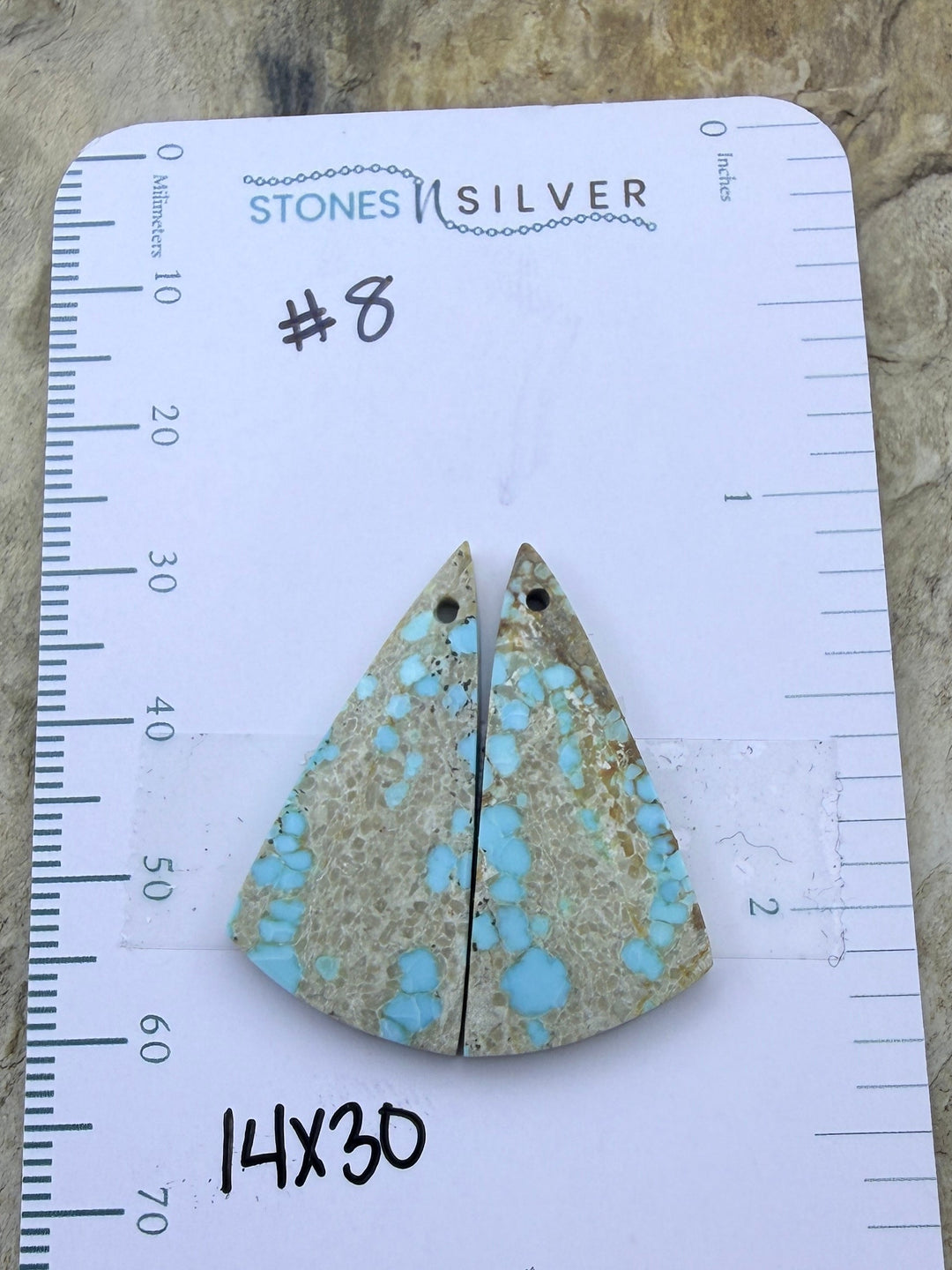 RARE Number 8 Turquoise (Nevada) Matching Earring Slab Bead