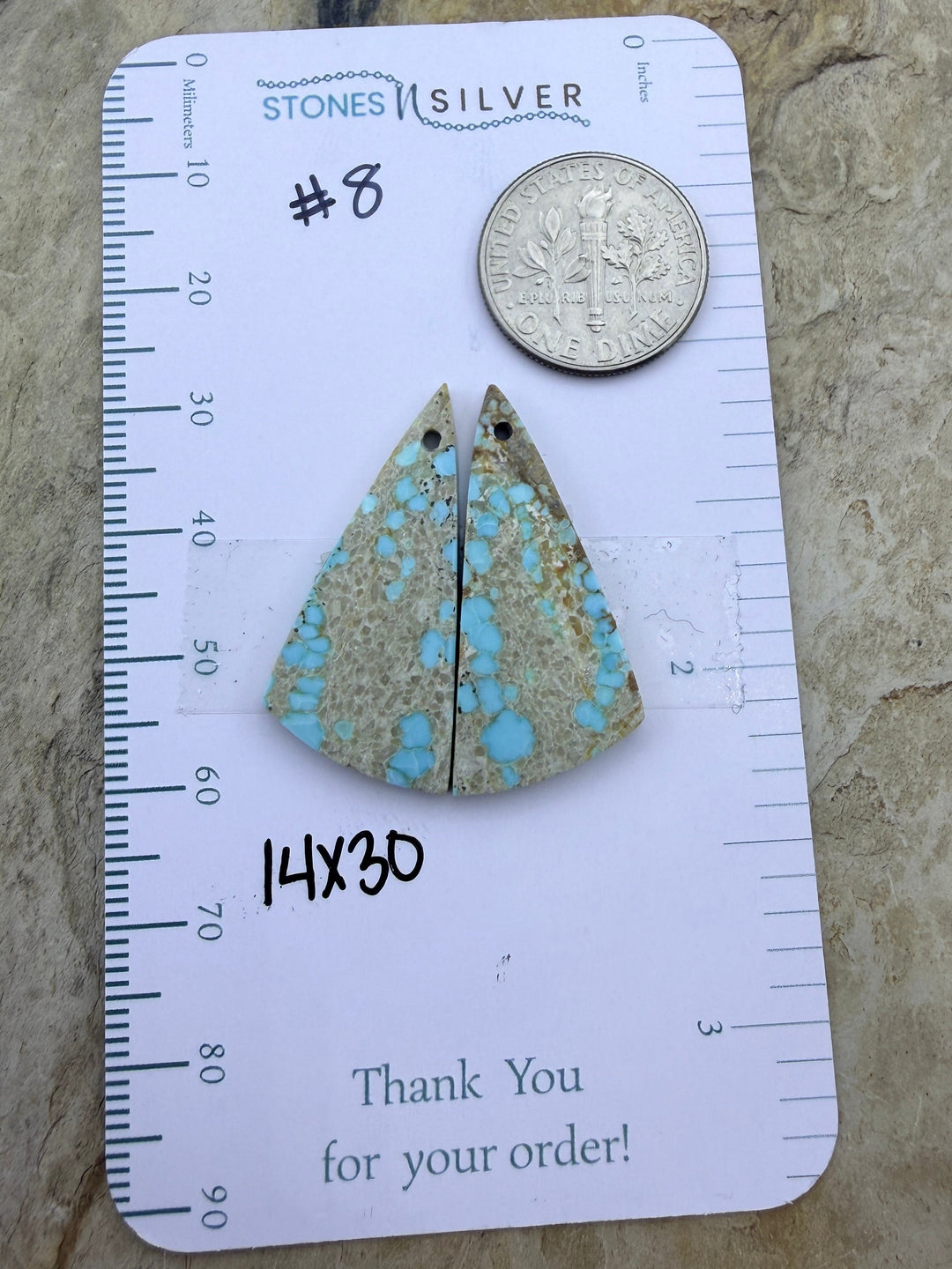 RARE Number 8 Turquoise (Nevada) Matching Earring Slab Bead