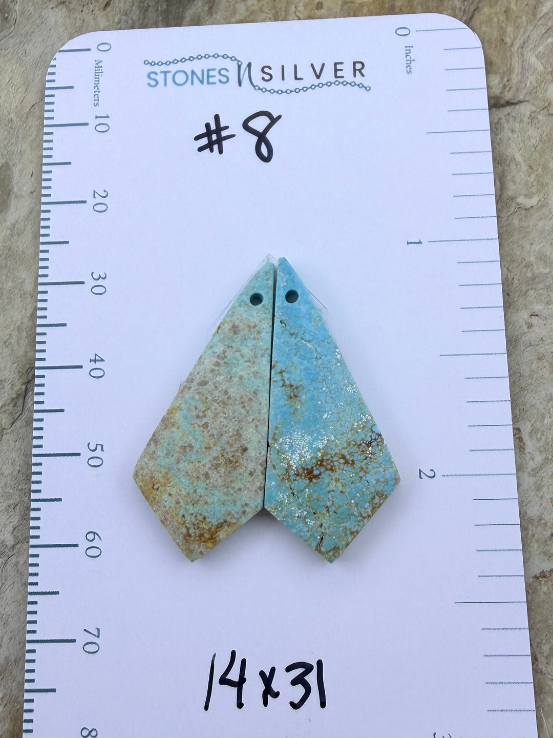 RARE Number 8 Turquoise (Nevada) Matching Earring Slab Bead