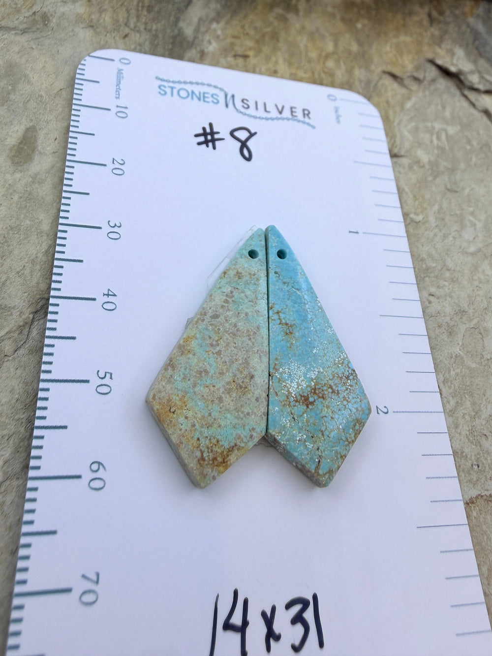 RARE Number 8 Turquoise (Nevada) Matching Earring Slab Bead