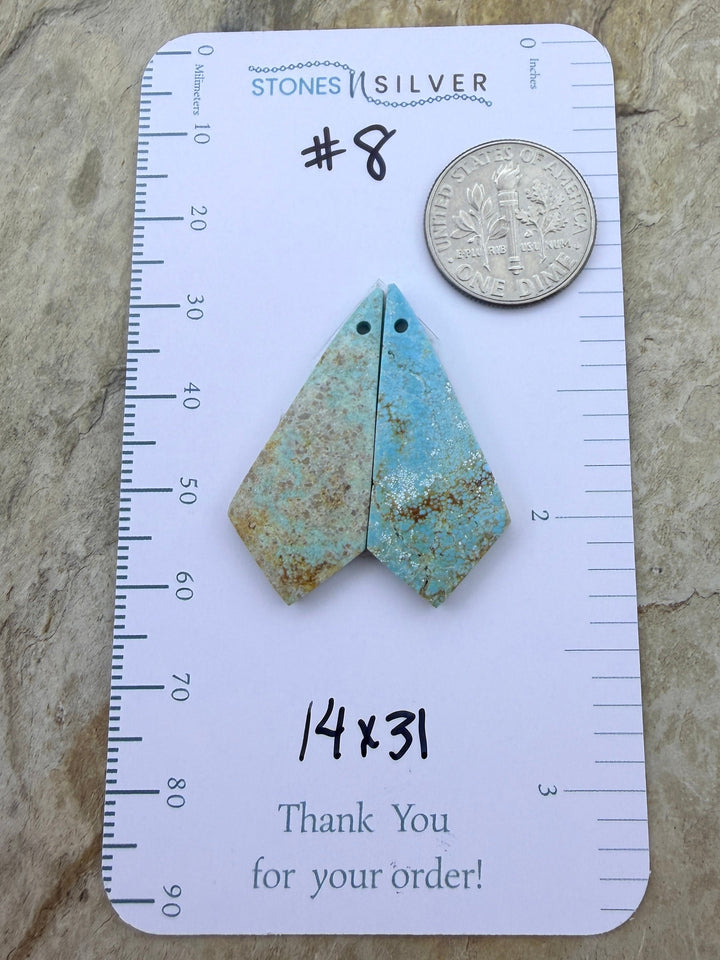 RARE Number 8 Turquoise (Nevada) Matching Earring Slab Bead