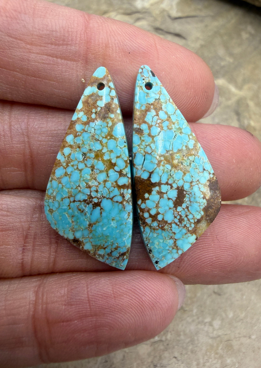 RARE Number 8 Turquoise (Nevada) Matching Earring Slab Bead