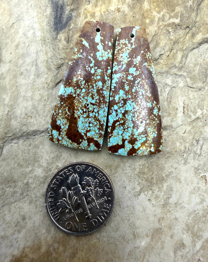 RARE Number 8 Turquoise (Nevada) Matching Earring Slab Bead