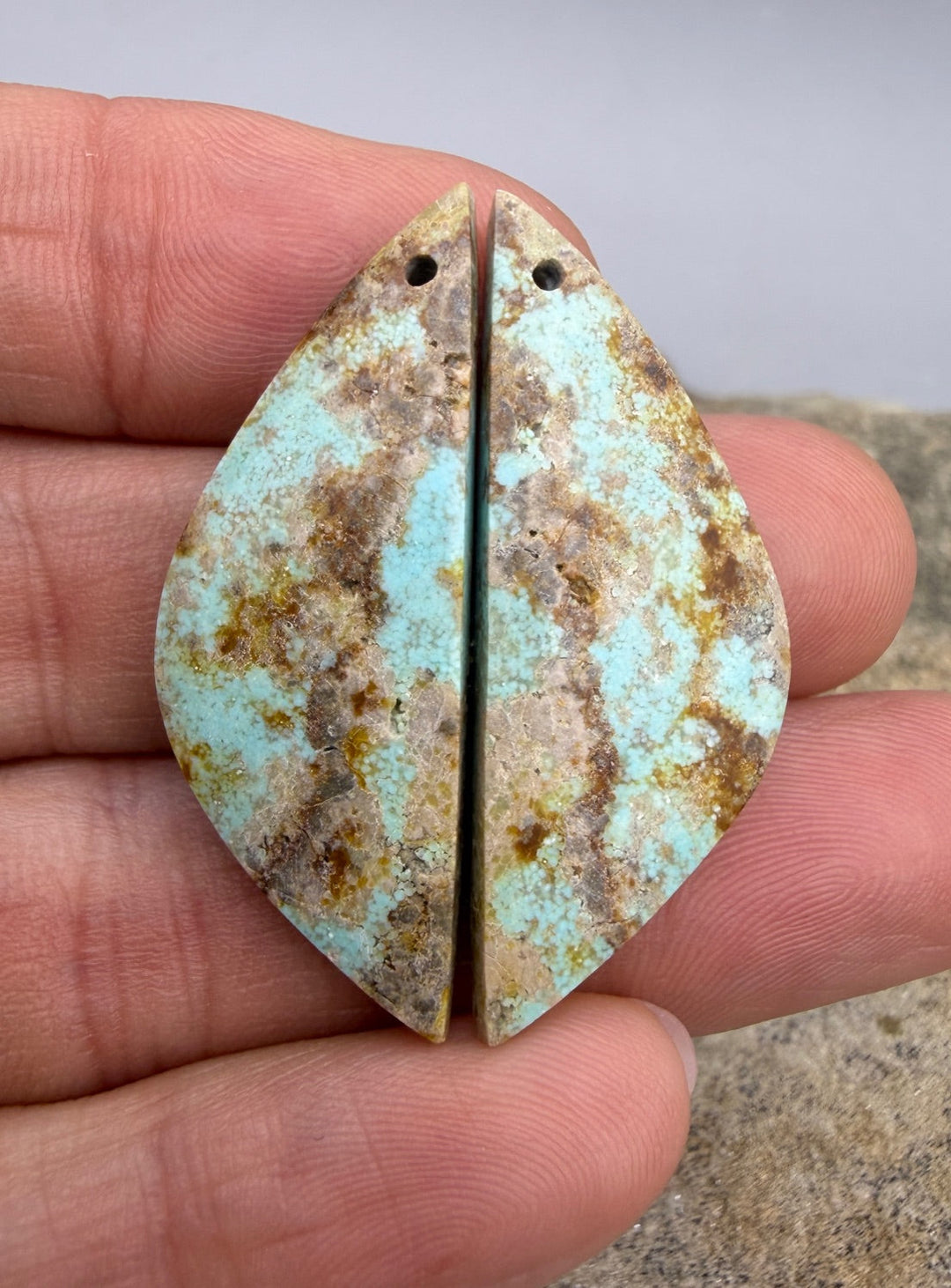 RARE Number 8 Turquoise (Nevada) Matching Earring Slab Bead