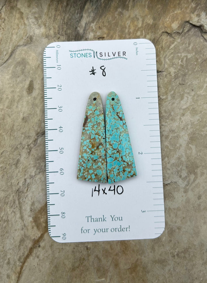 RARE Number 8 Turquoise (Nevada) Matching Earring Slab Bead