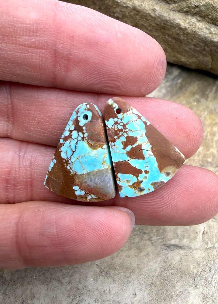 RARE Number 8 Turquoise (Nevada) Matching Earring Slab Bead