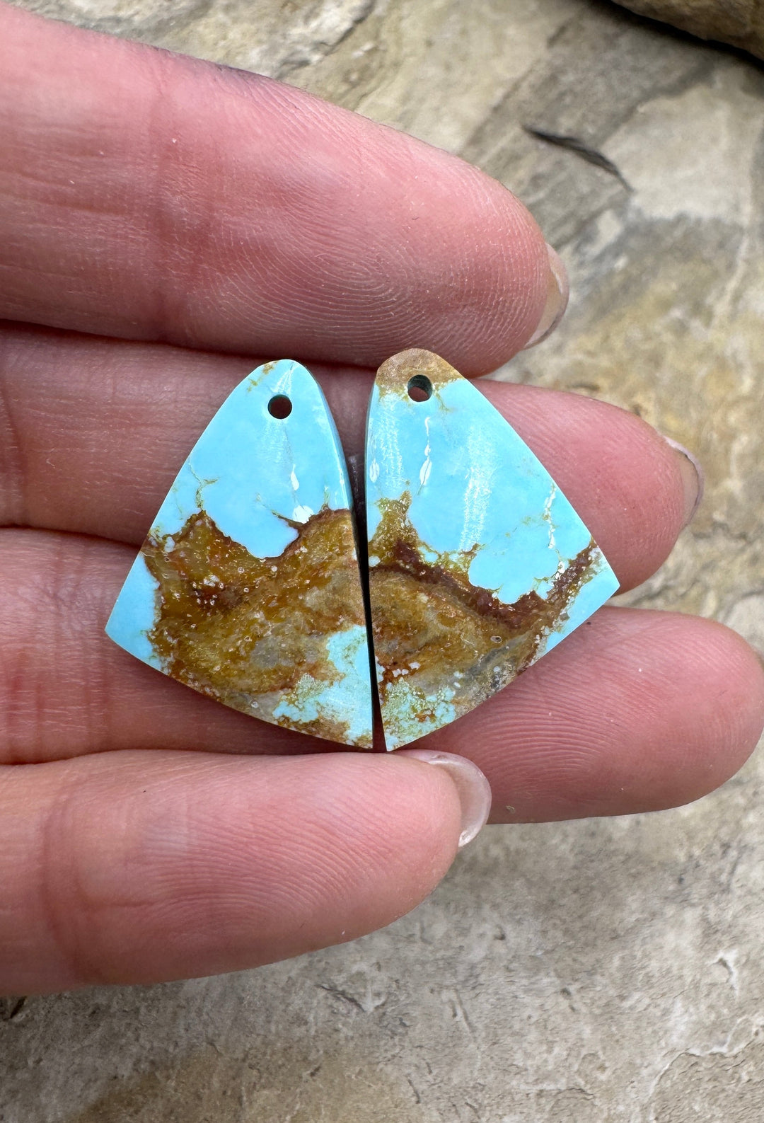 RARE Number 8 Turquoise (Nevada) Matching Earring Slab Bead