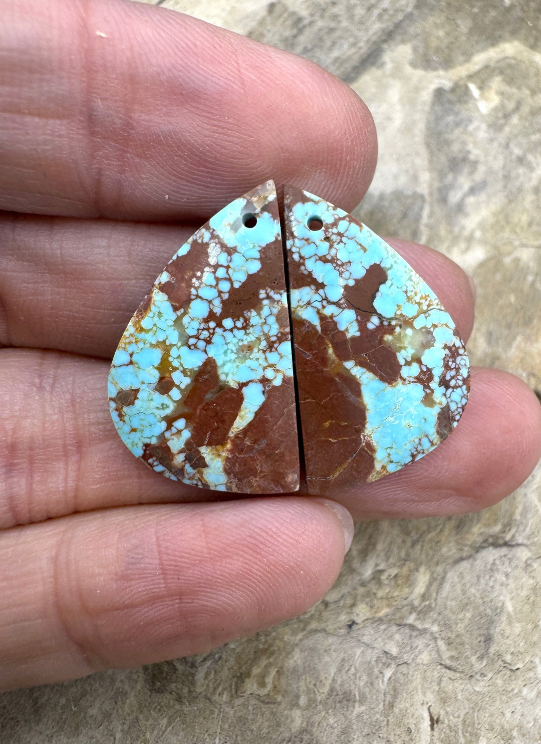 RARE Number 8 Turquoise (Nevada) Matching Earring Slab Bead