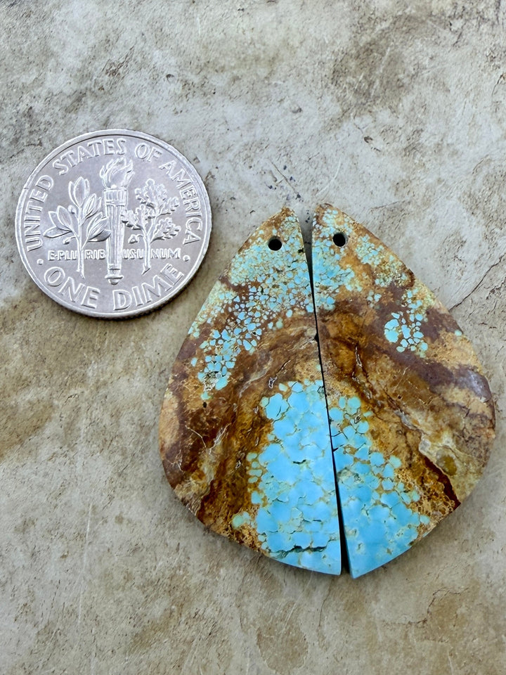 RARE Number 8 Turquoise (Nevada) Matching Earring Slab Bead