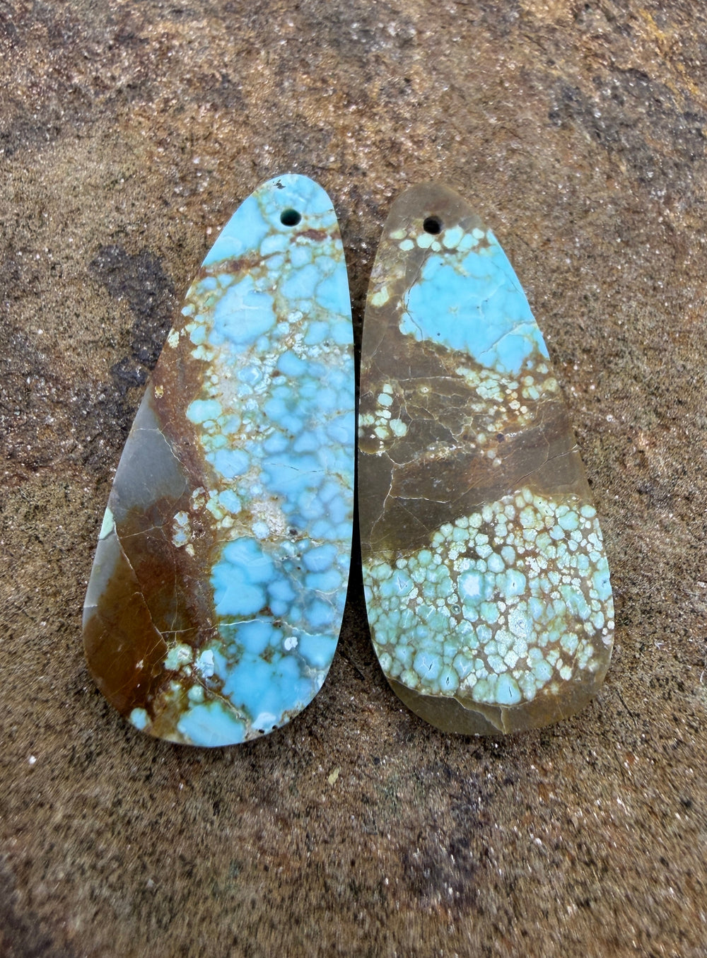 RARE Number 8 Turquoise (Nevada) Matching Earring Slab Bead