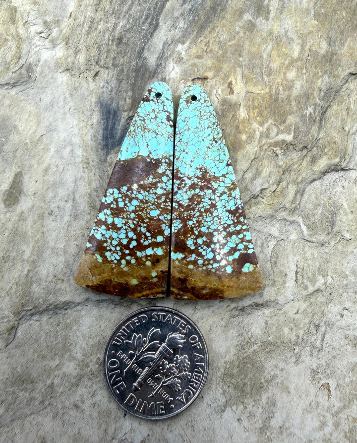 RARE Number 8 Turquoise (Nevada) Matching Earring Slab Bead