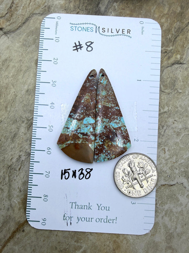 RARE Number 8 Turquoise (Nevada) Matching Earring Slab Bead