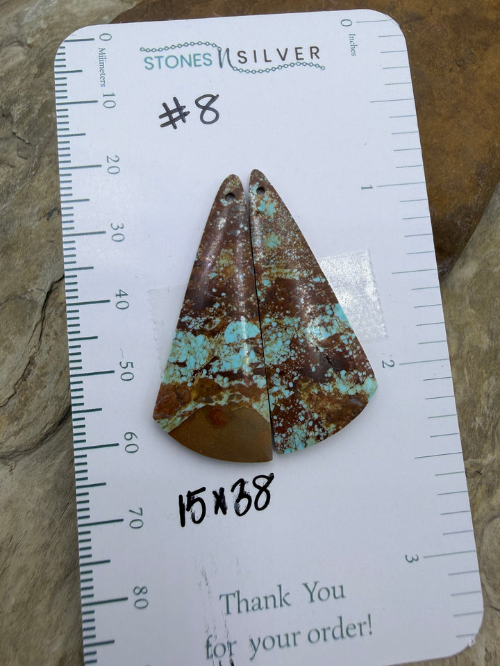 RARE Number 8 Turquoise (Nevada) Matching Earring Slab Bead