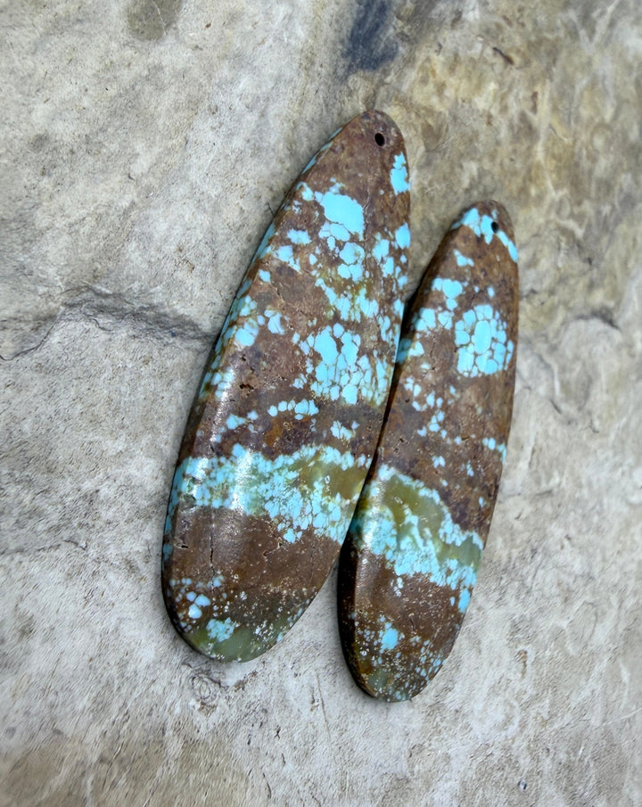 RARE Number 8 Turquoise (Nevada) Matching Earring Slab Bead