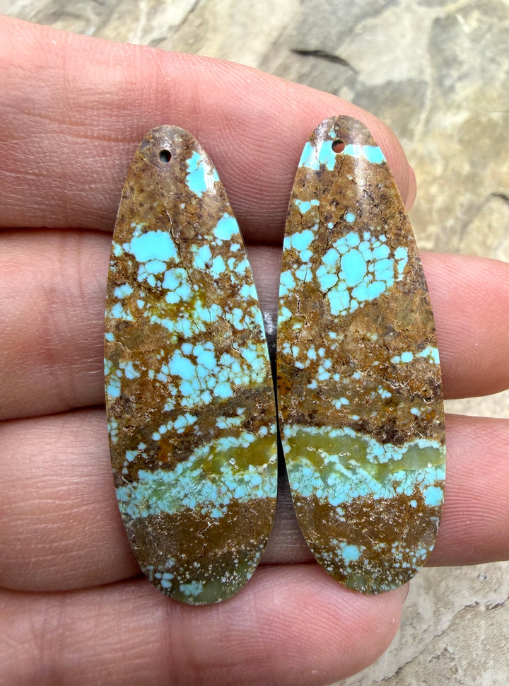 RARE Number 8 Turquoise (Nevada) Matching Earring Slab Bead