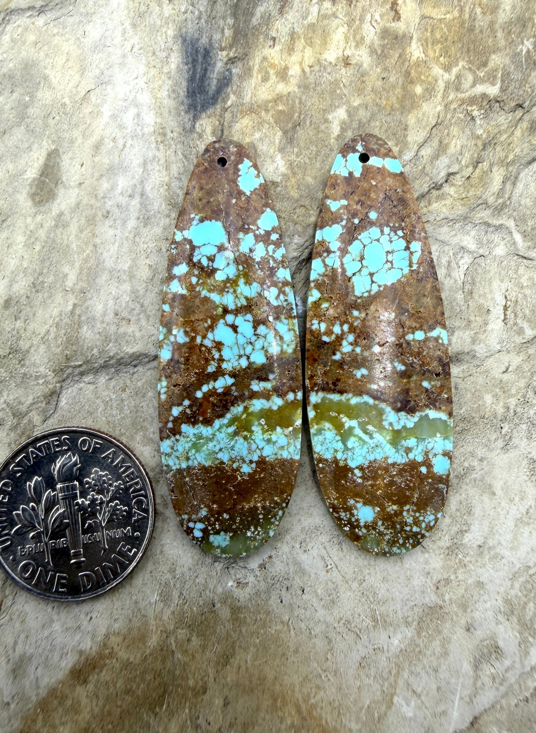RARE Number 8 Turquoise (Nevada) Matching Earring Slab Bead