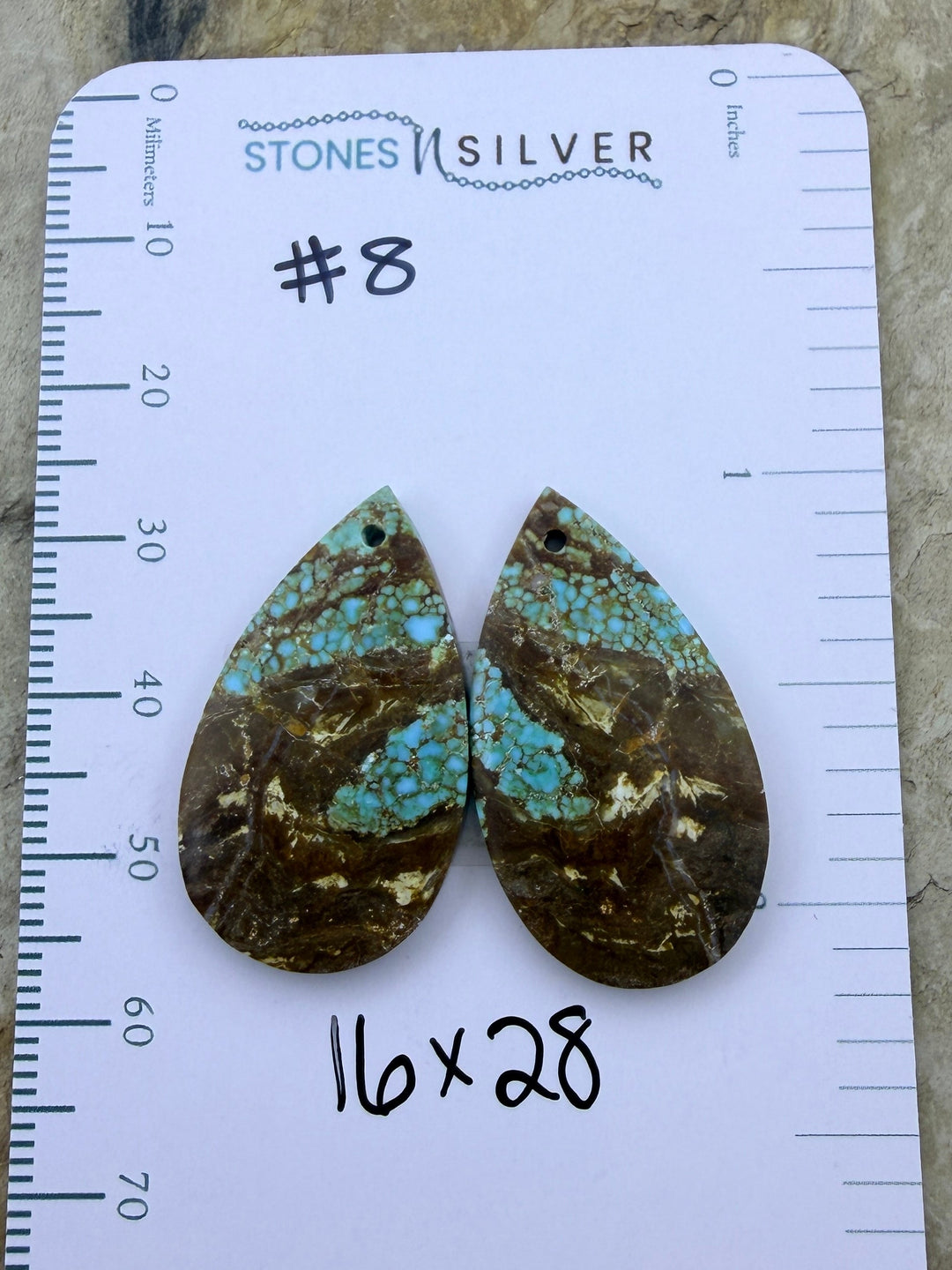 RARE Number 8 Turquoise (Nevada) Matching Earring Slab Bead