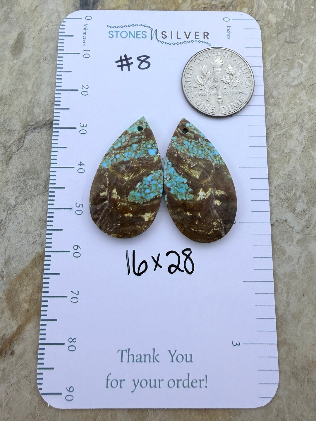 RARE Number 8 Turquoise (Nevada) Matching Earring Slab Bead