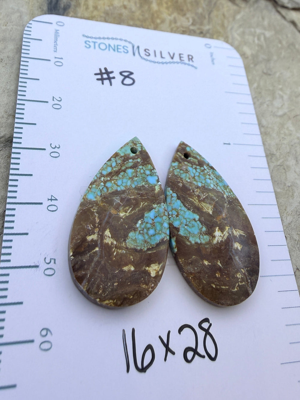 RARE Number 8 Turquoise (Nevada) Matching Earring Slab Bead