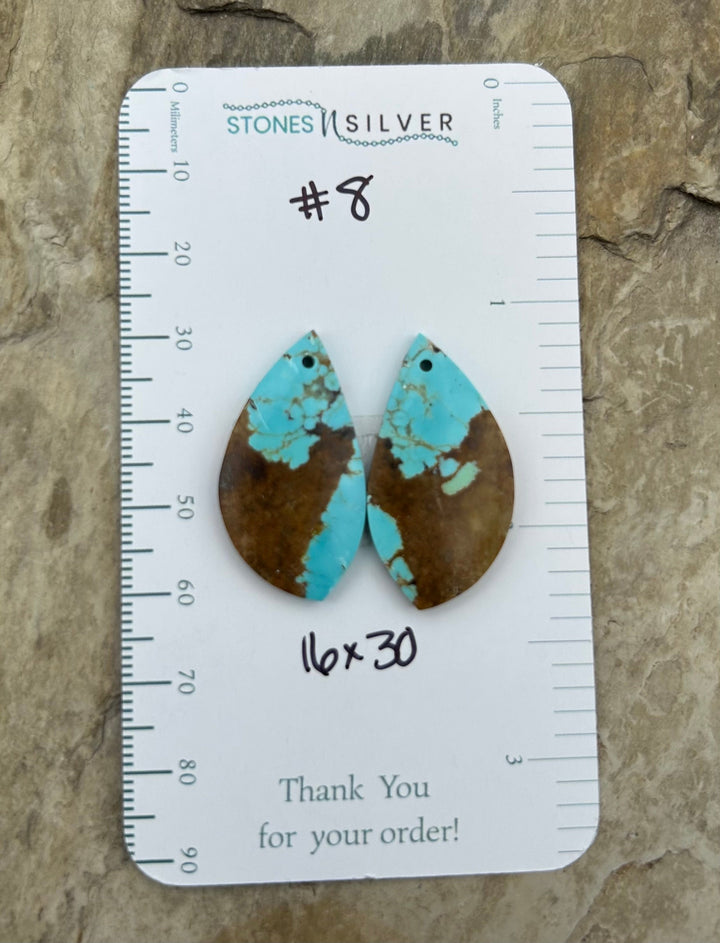 RARE Number 8 Turquoise (Nevada) Matching Earring Slab Bead