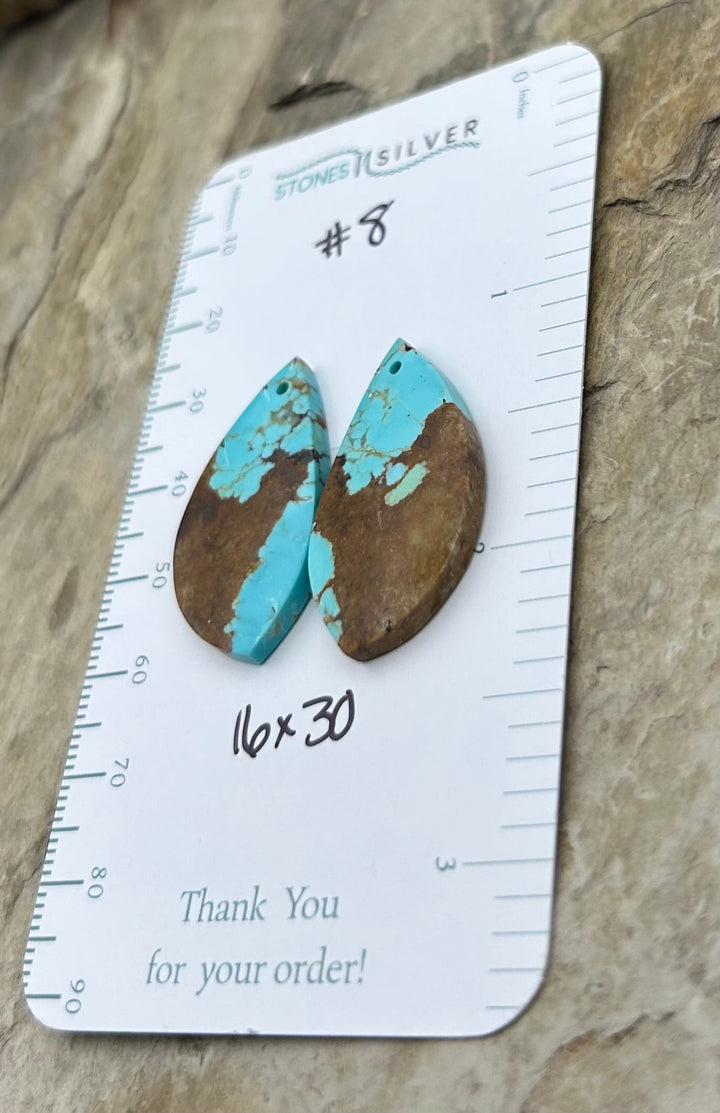 RARE Number 8 Turquoise (Nevada) Matching Earring Slab Bead