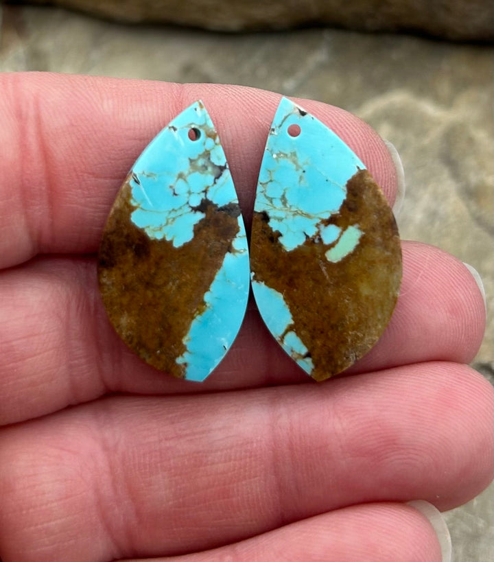 RARE Number 8 Turquoise (Nevada) Matching Earring Slab Bead