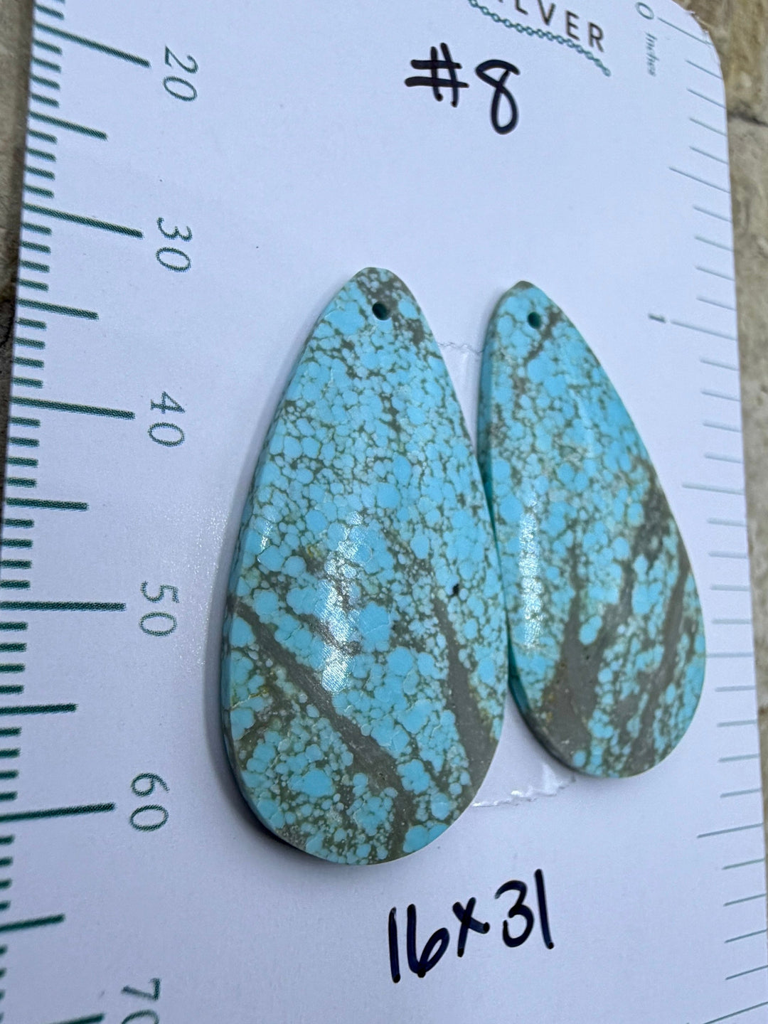 RARE Number 8 Turquoise (Nevada) Matching Earring Slab Bead