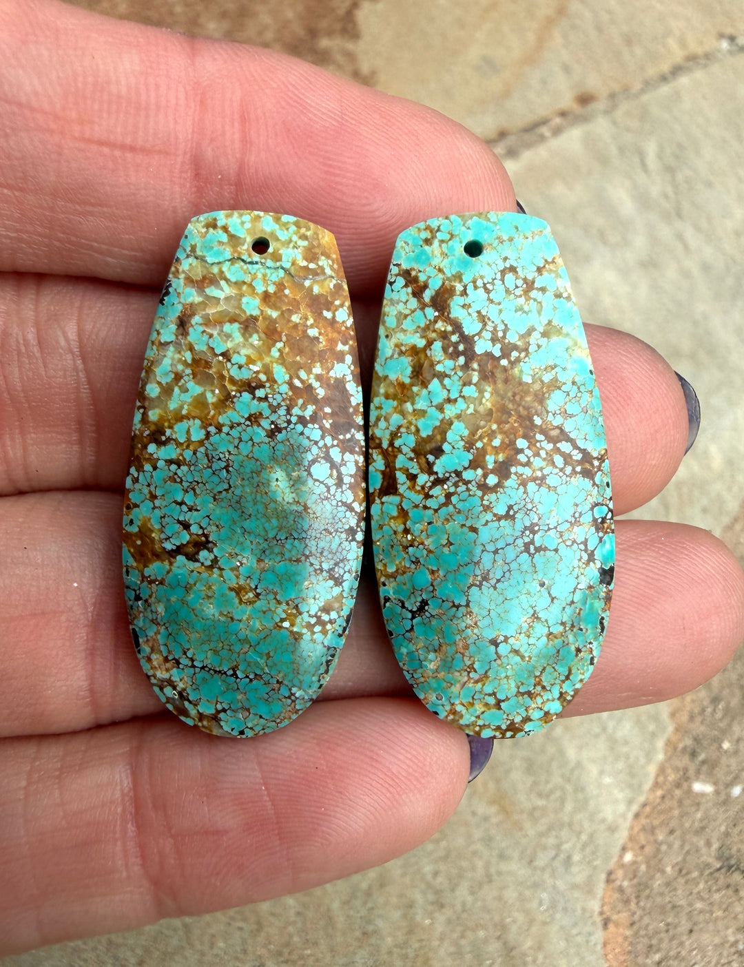 RARE Number 8 Turquoise (Nevada) Matching Earring Slab Bead