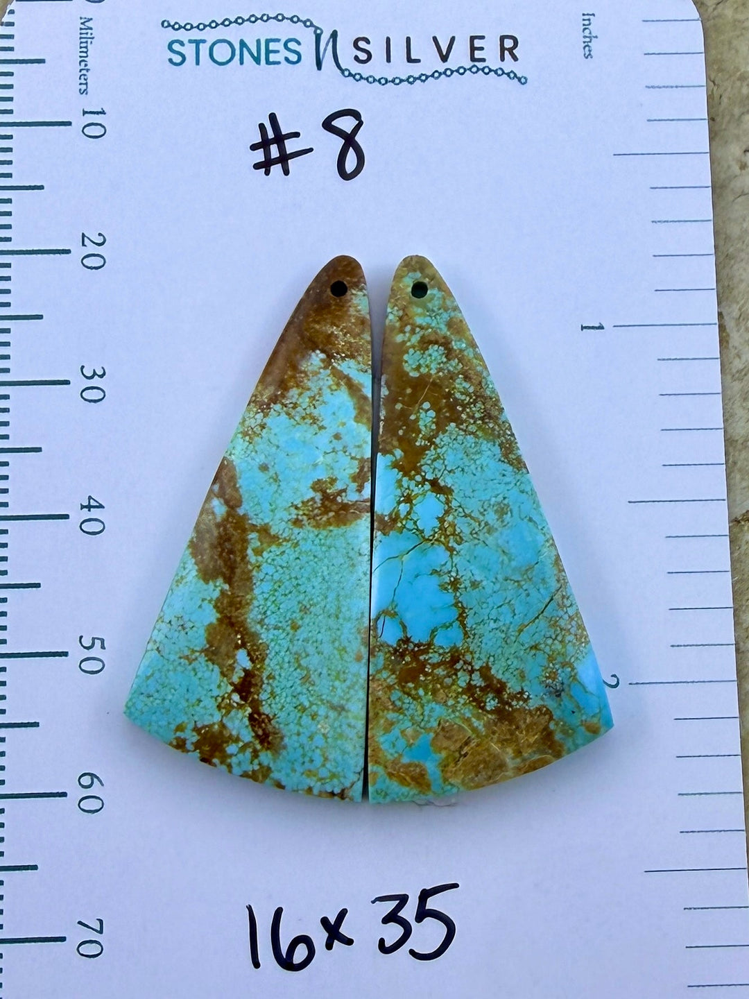 RARE Number 8 Turquoise (Nevada) Matching Earring Slab Bead