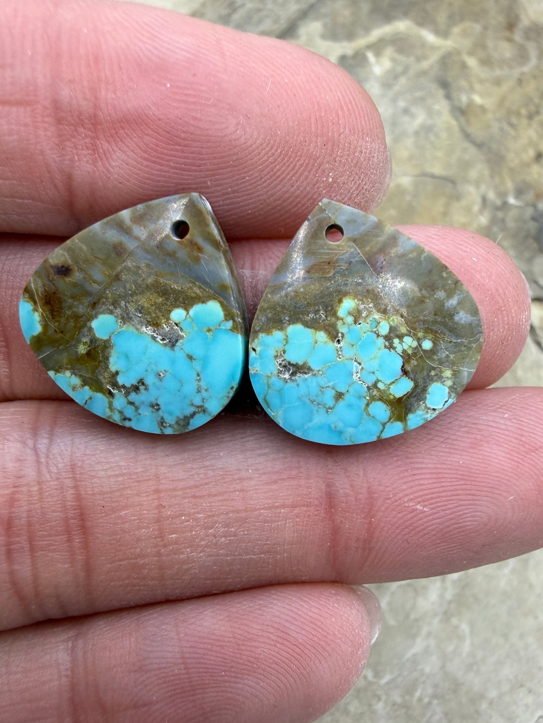 RARE Number 8 Turquoise (Nevada) Matching Earring Slab Bead