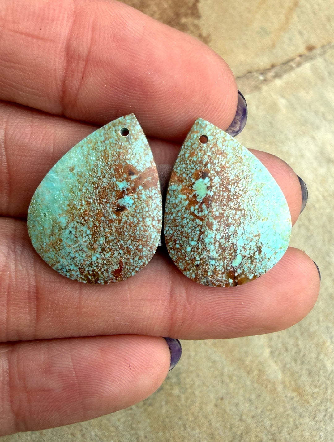 RARE Number 8 Turquoise (Nevada) Matching Earring Slab Bead