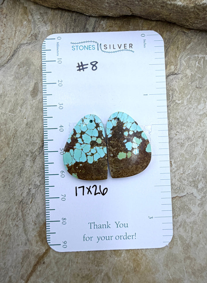 RARE Number 8 Turquoise (Nevada) Matching Earring Slab Bead