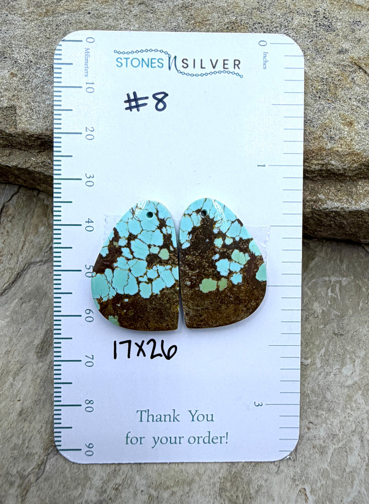 RARE Number 8 Turquoise (Nevada) Matching Earring Slab Bead