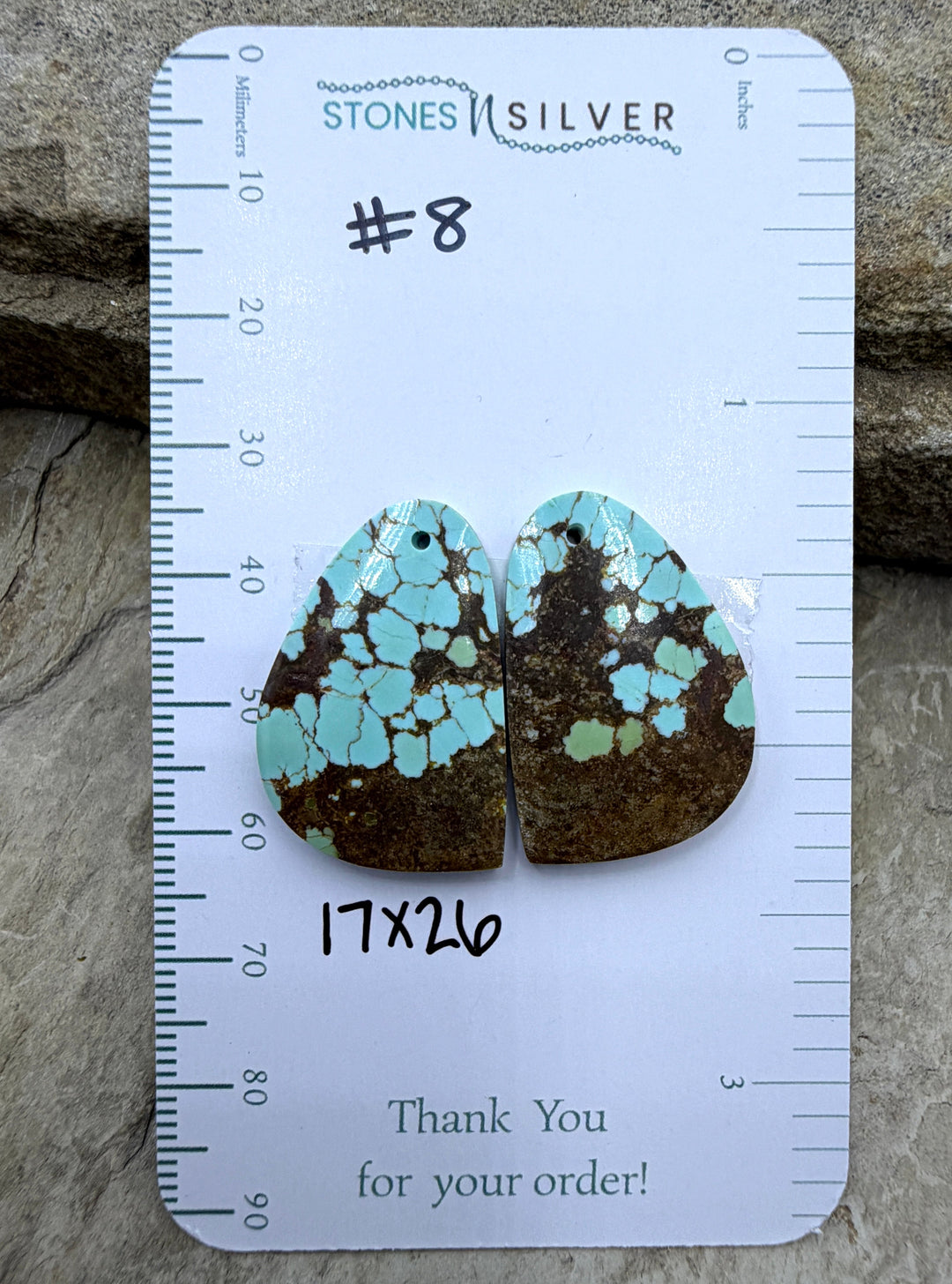 RARE Number 8 Turquoise (Nevada) Matching Earring Slab Bead
