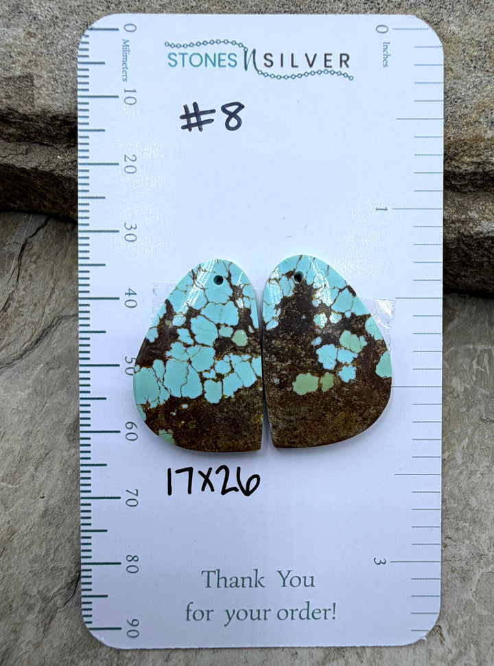 RARE Number 8 Turquoise (Nevada) Matching Earring Slab Bead