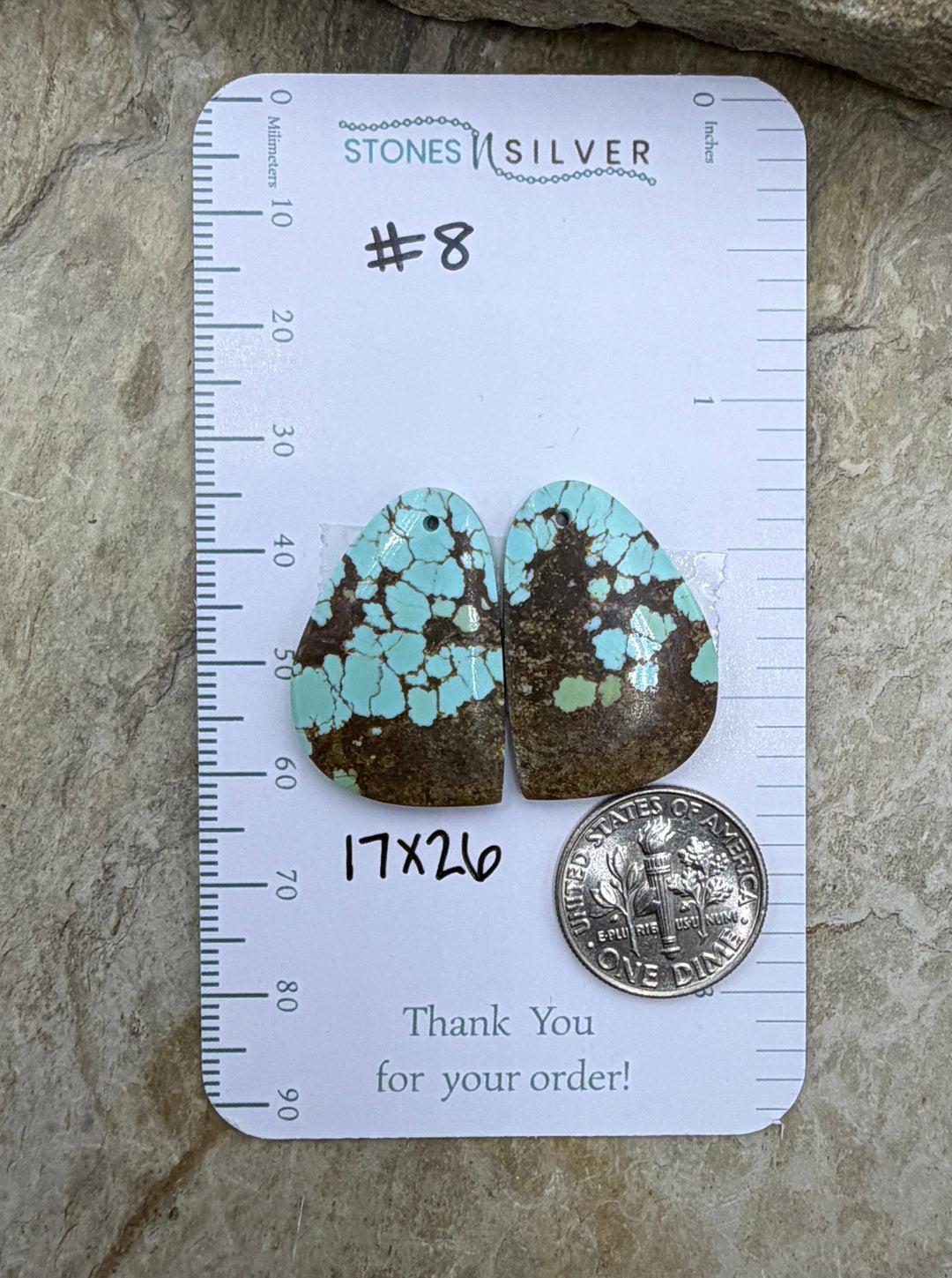 RARE Number 8 Turquoise (Nevada) Matching Earring Slab Bead