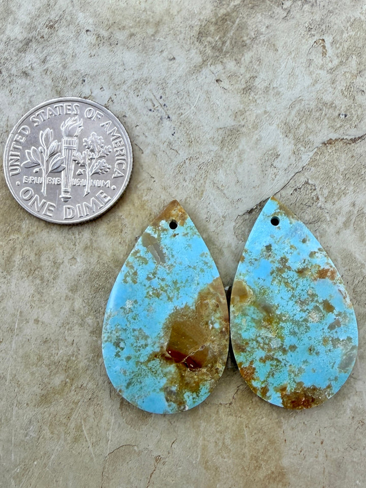 RARE Number 8 Turquoise (Nevada) Matching Earring Slab Bead