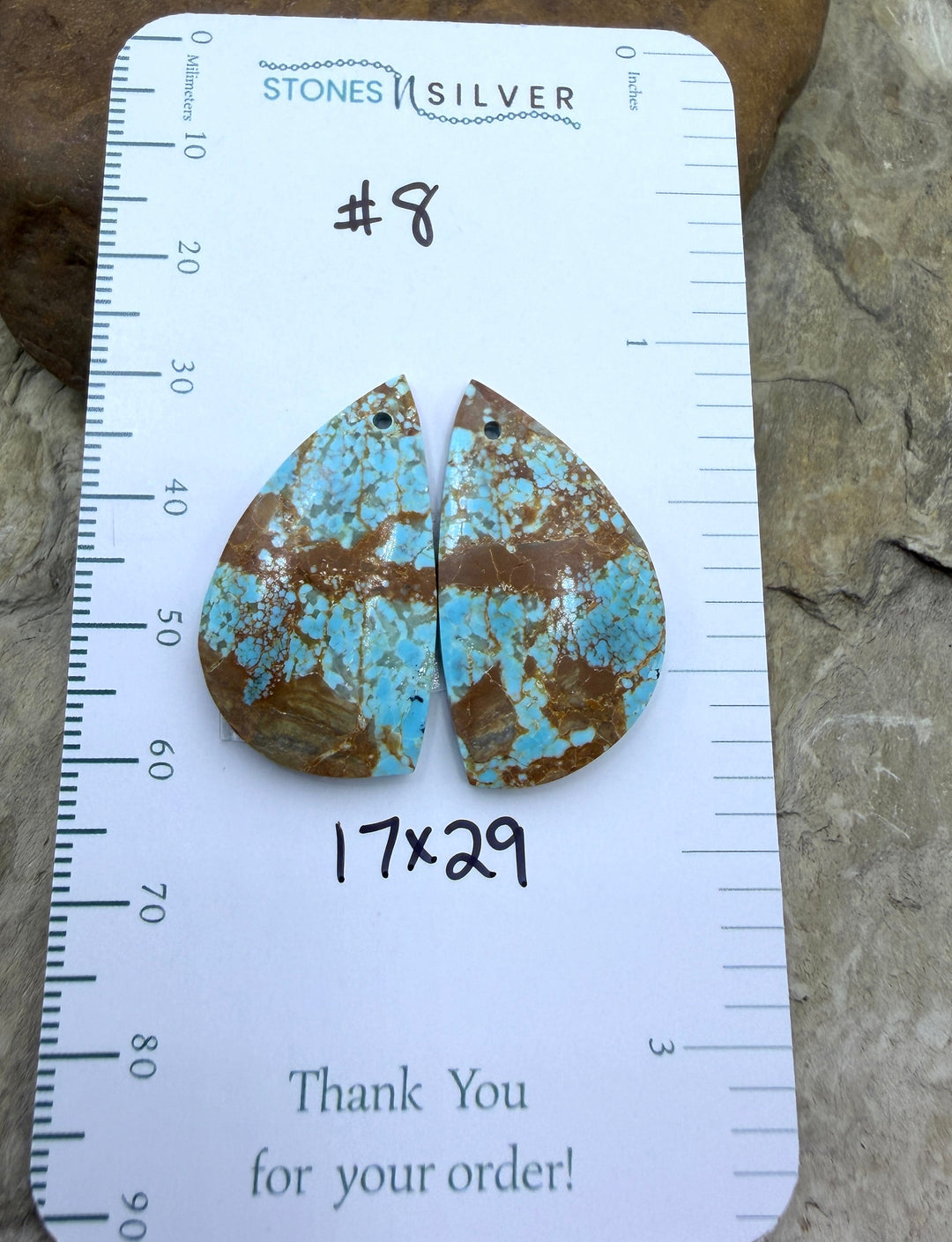 RARE Number 8 Turquoise (Nevada) Matching Earring Slab Bead