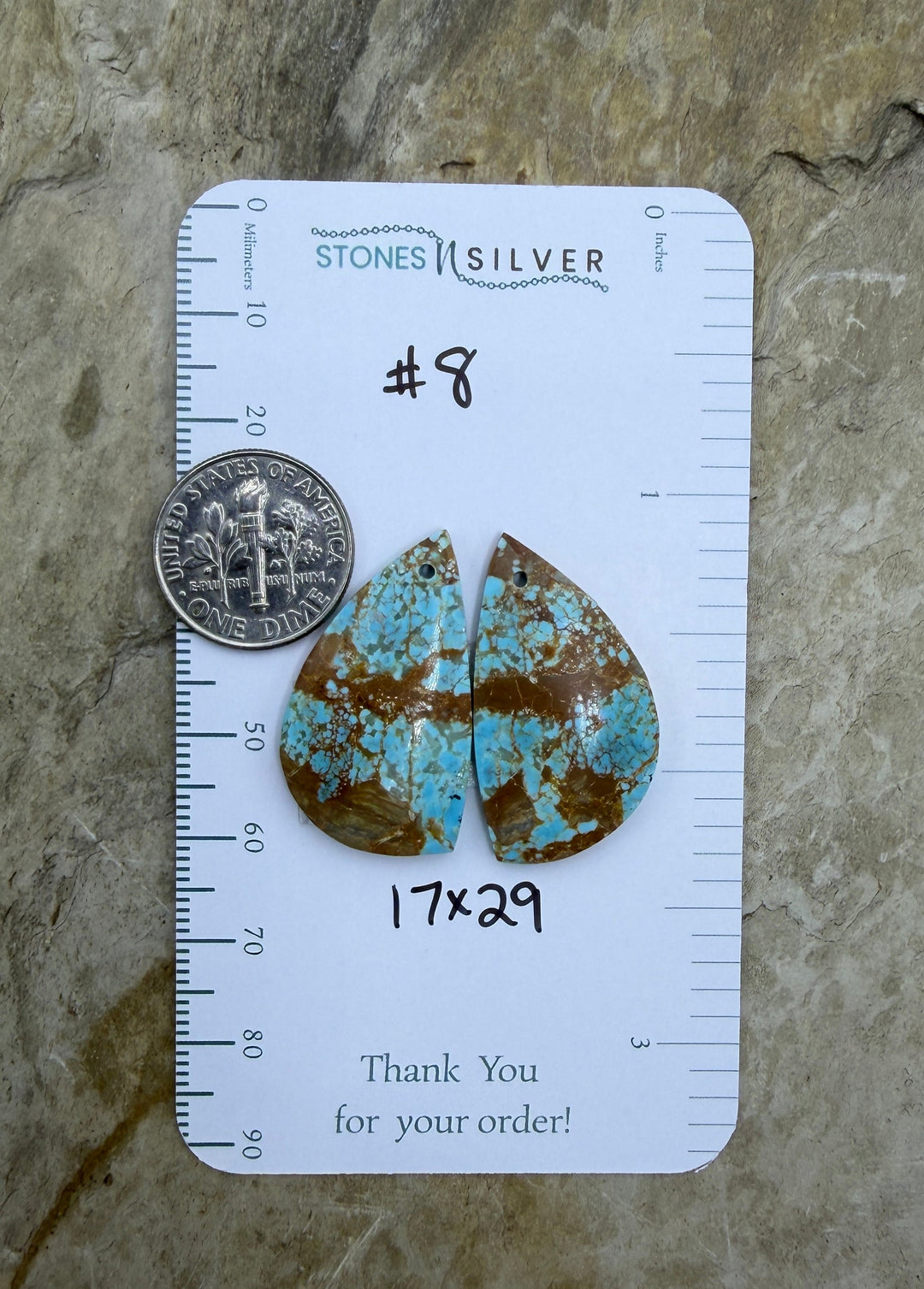RARE Number 8 Turquoise (Nevada) Matching Earring Slab Bead