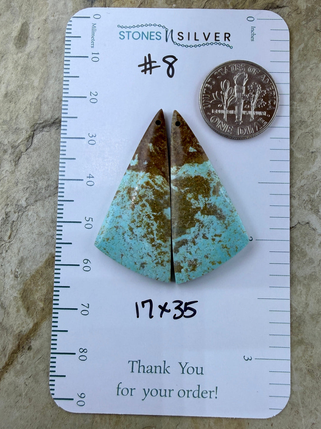 RARE Number 8 Turquoise (Nevada) Matching Earring Slab Bead