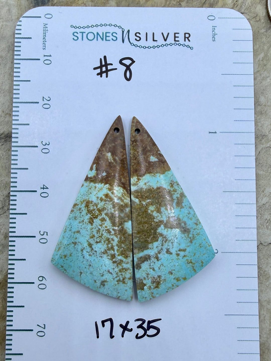 RARE Number 8 Turquoise (Nevada) Matching Earring Slab Bead