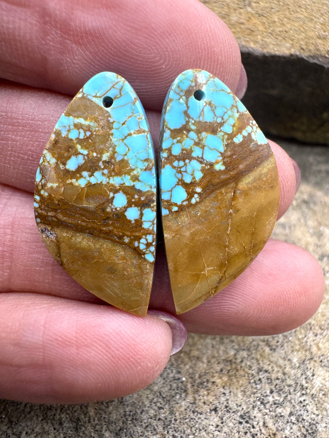 RARE Number 8 Turquoise (Nevada) Matching Earring Slab Bead