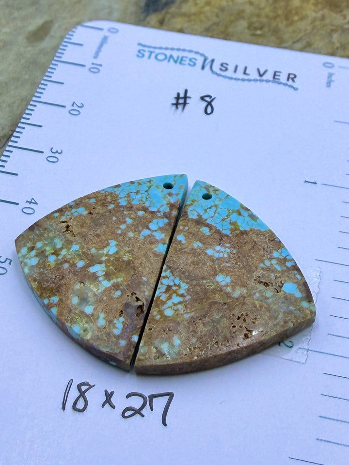 RARE Number 8 Turquoise (Nevada) Matching Earring Slab Bead