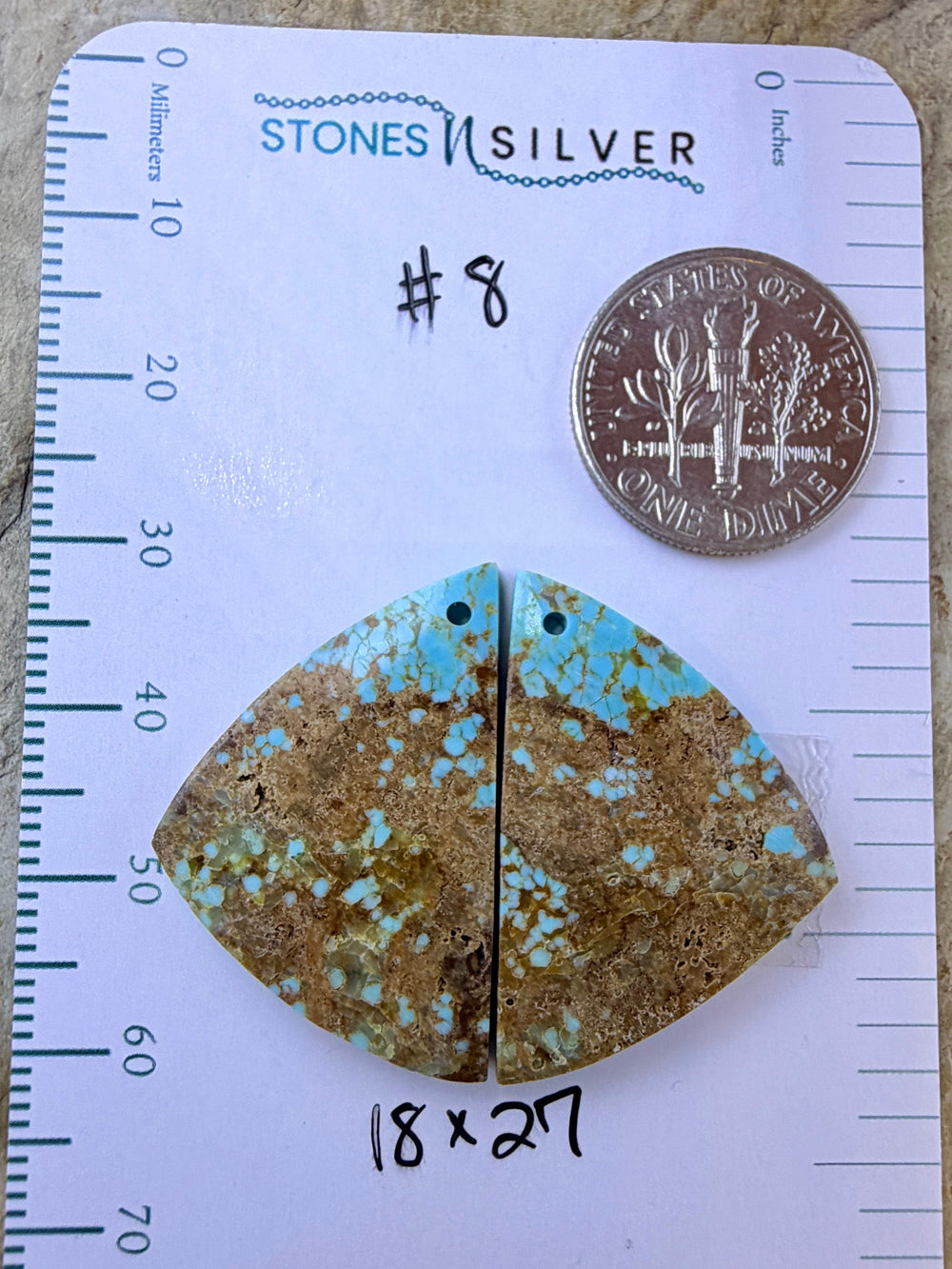 RARE Number 8 Turquoise (Nevada) Matching Earring Slab Bead